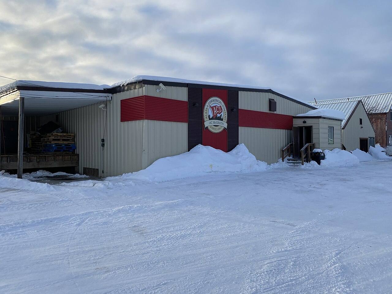 Exterior of the AC (Alaska Commercial) store building in McGrath, Alaska.