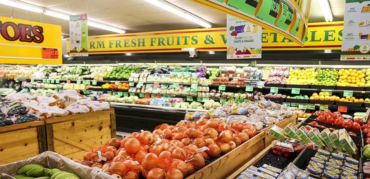 Produce section of a grocery store