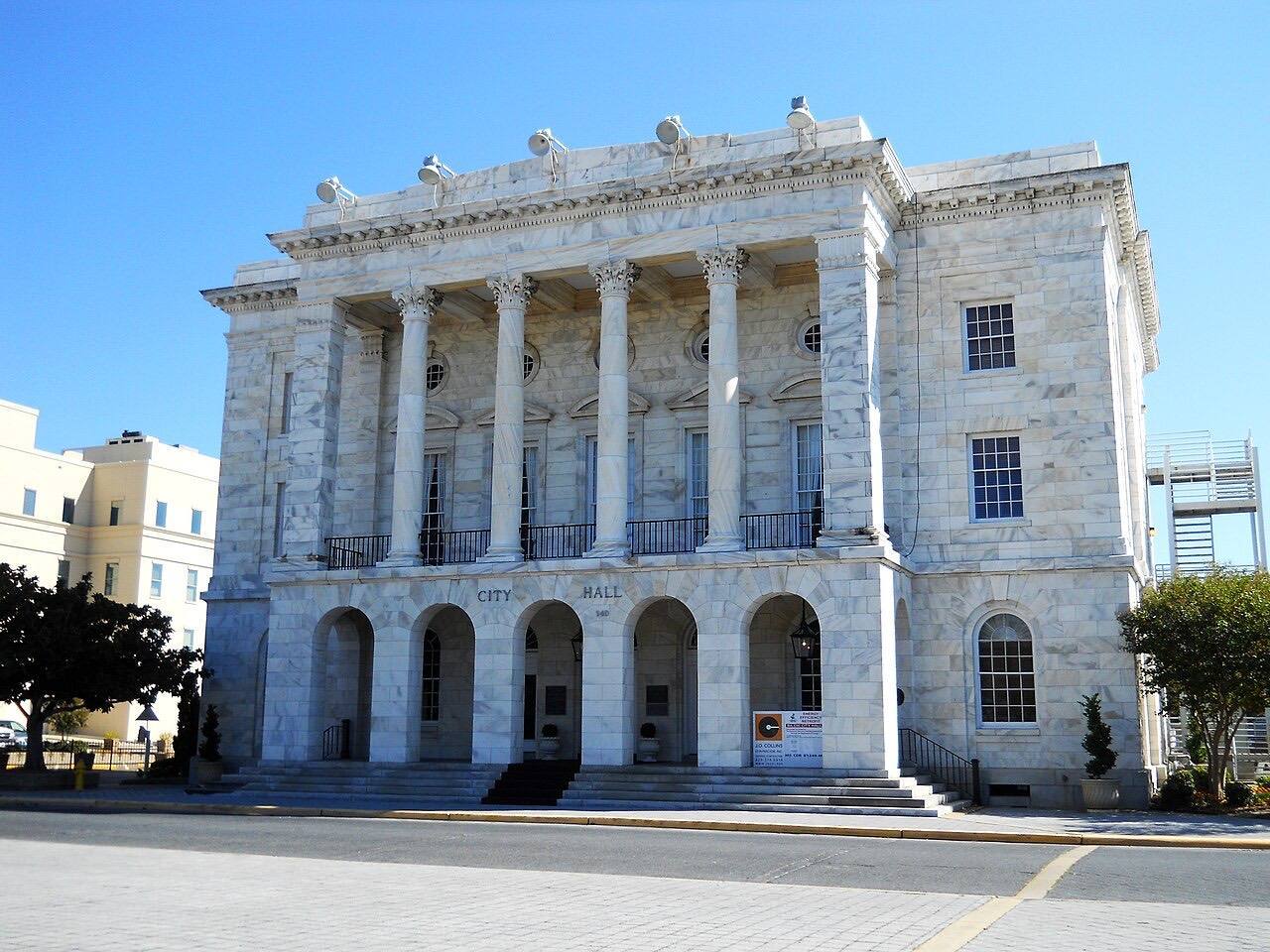 (Old) U.S. Post Office, Courthouse, and Customhouse, also known as Biloxi City Hall. Located at 140 Lameuse Street, Biloxi, Mississippi, USA. Constructed 1905-0